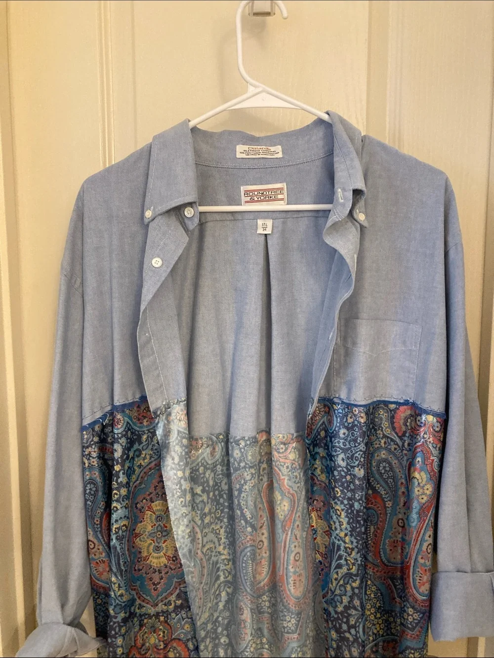 Light Blue Shirt Duster with Blue Paisley Panel - Picture 2 of 13